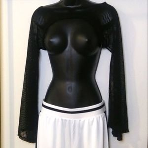 Crop Top. FOREVER 21. Black Net. Long Bell Sleeve. Sexy. Size S.